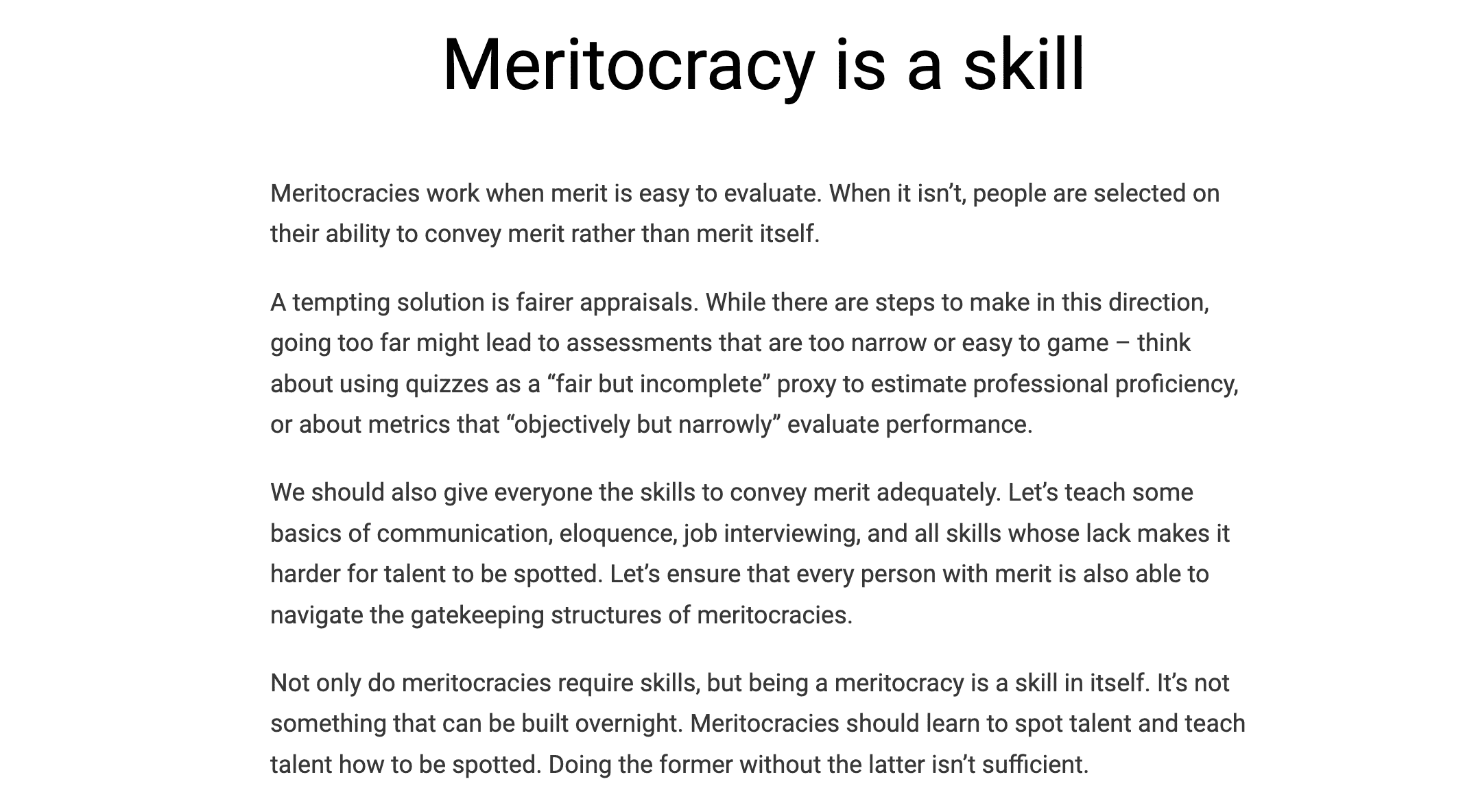 Meritocracy Is A Skill